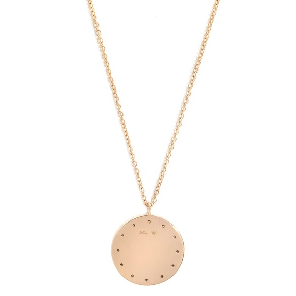 Rachel Koen Round Diamond Circle Disc Pendant Necklace 14K Rose Gold 0.09cttw - Picture 2 of 7